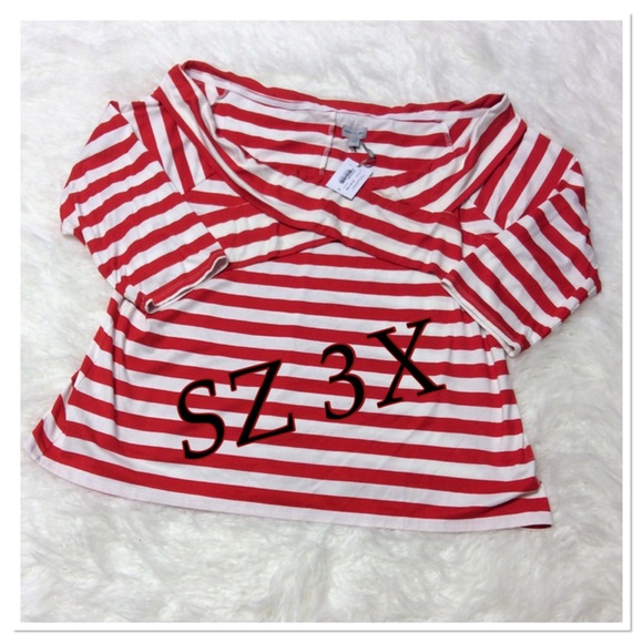 plus size red and white striped top